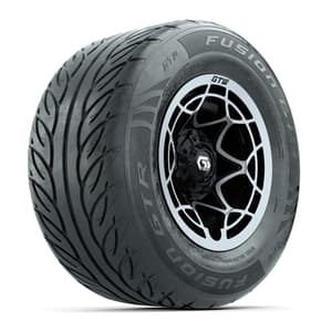 GTW&reg; Nexus Black with Silver Face 12 in Wheels with 255/55-R12 Fusion GTR Steel Belt Radial Street Tires – Full Set