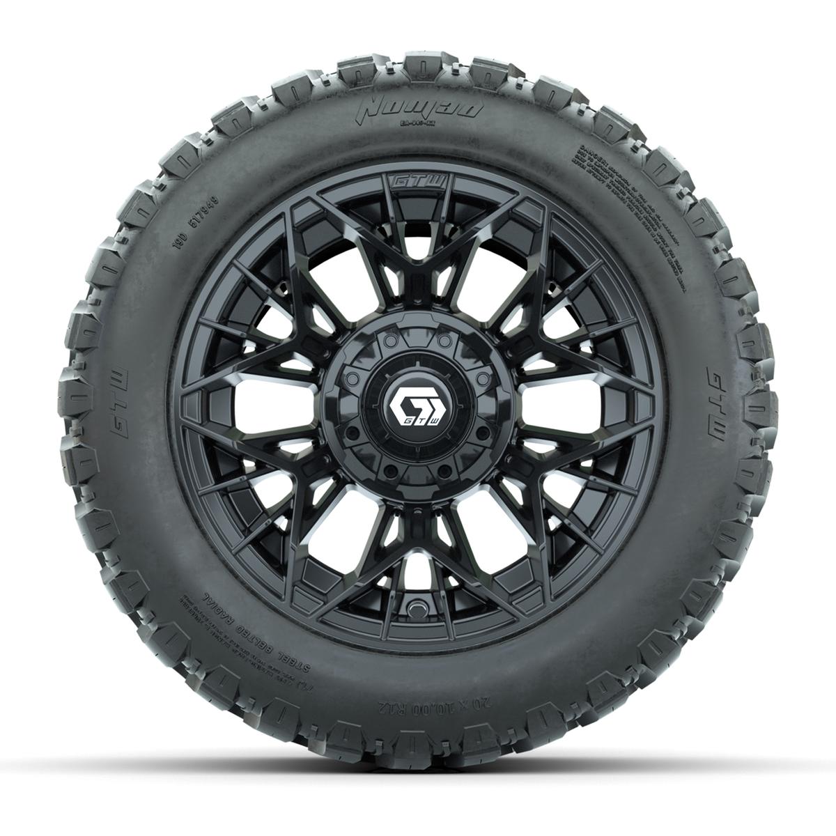 GTW&reg; Stellar Black 12 in Wheels with 20X10-12 Nomad Steel Belt Radial All-Terrain Tires – Full Set
