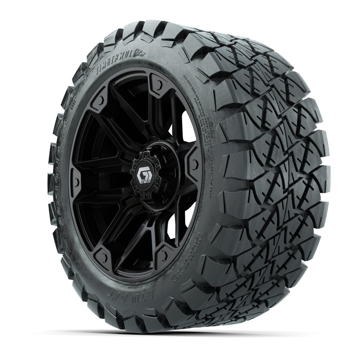 GTW® Graffiti Gloss Black 14 in Wheels with 22x10-14 Timberwolf All-Terrain Tires – Full Set