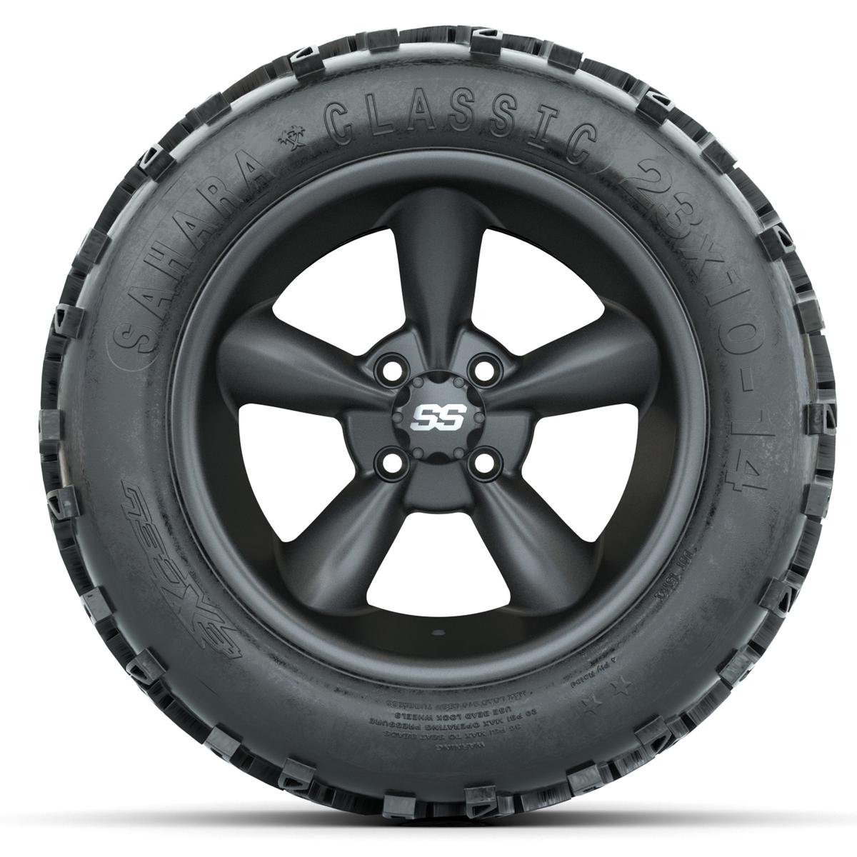 Set of (4) 14 in GTW Godfather Wheels with 23x10-14 Sahara Classic All-Terrain Tires