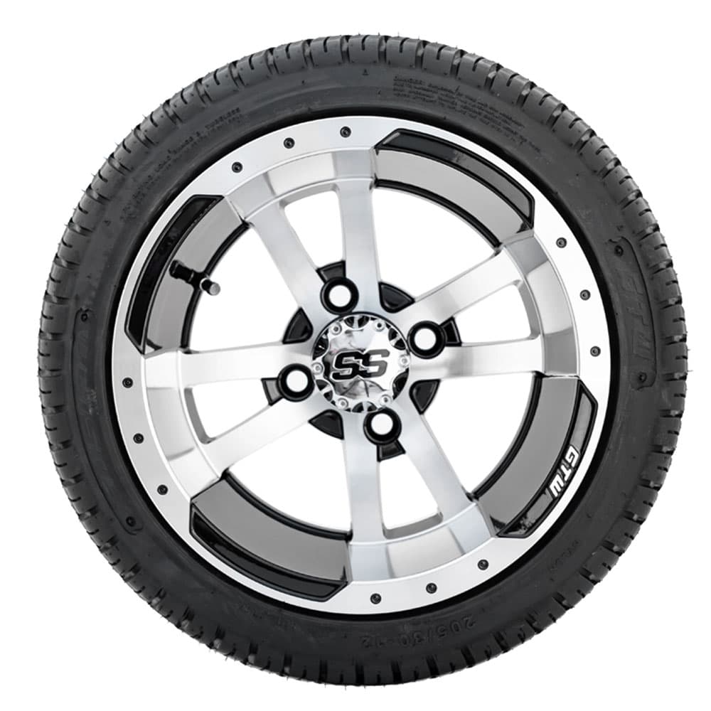 GTW Storm Trooper Black and Machined Wheels with 18in Fusion DOT Approved Street Tires - 12 Inch