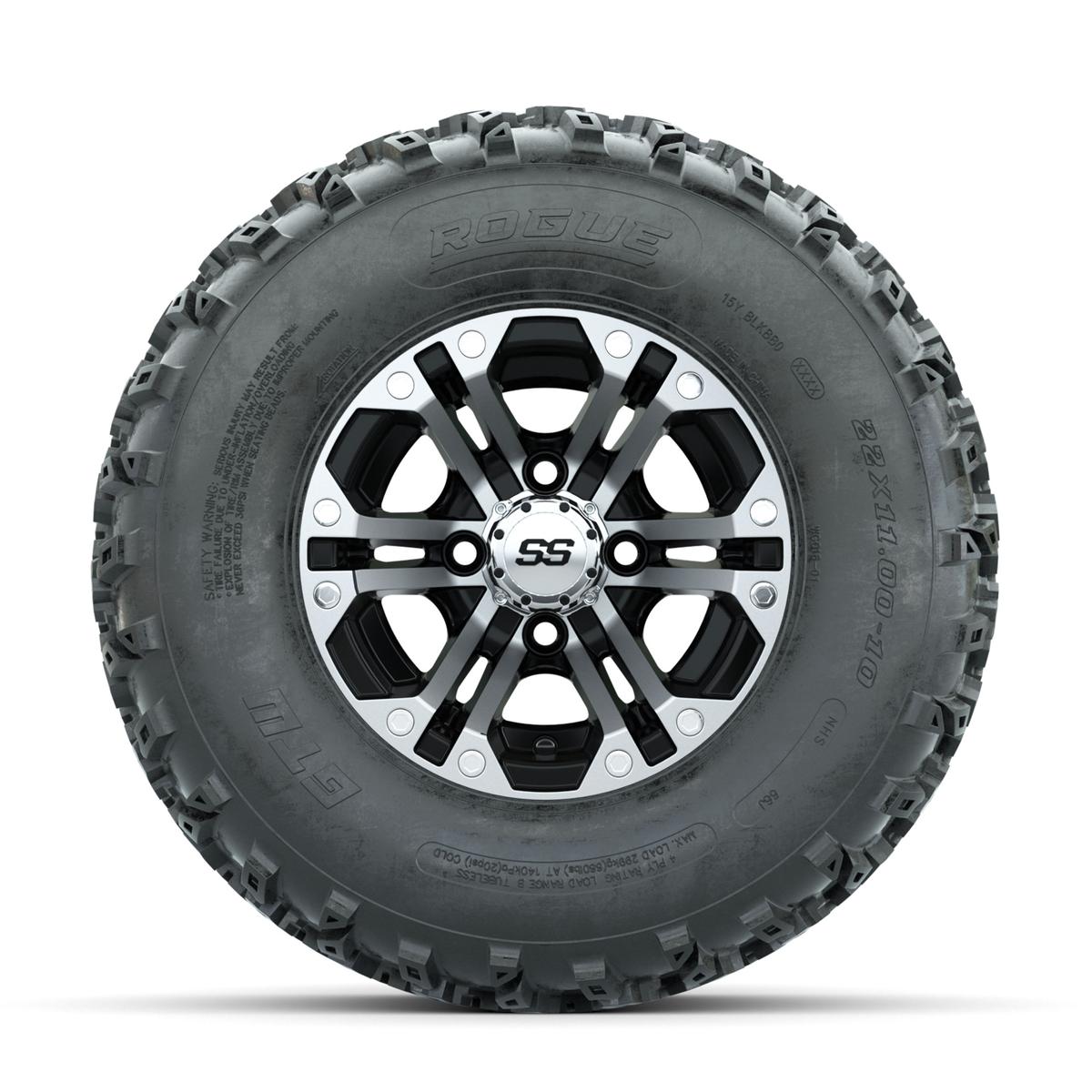 GTW Specter Machined/Black 10 in Wheels with 22x11.00-10 Rogue All Terrain Tires – Full Set