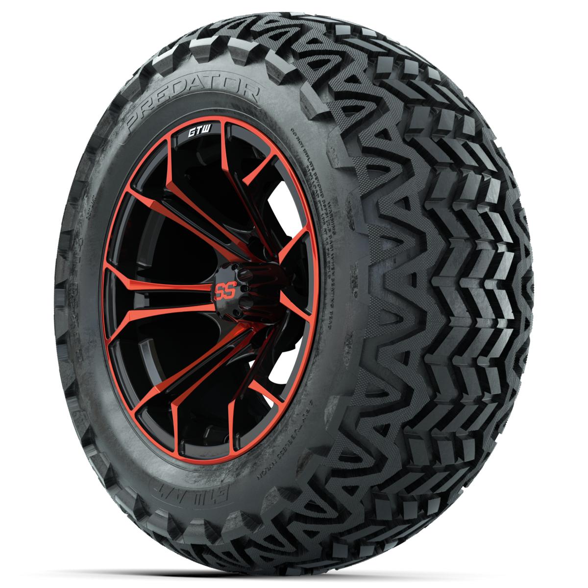 GTW Spyder Red/Black 14 in Wheels with 23x10-14 GTW Predator All-Terrain Tires – Full Set