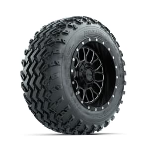 GTW Helix Machined/Black 12 in Wheels with 22x11.00-12 Rogue All Terrain Tires – Full Set