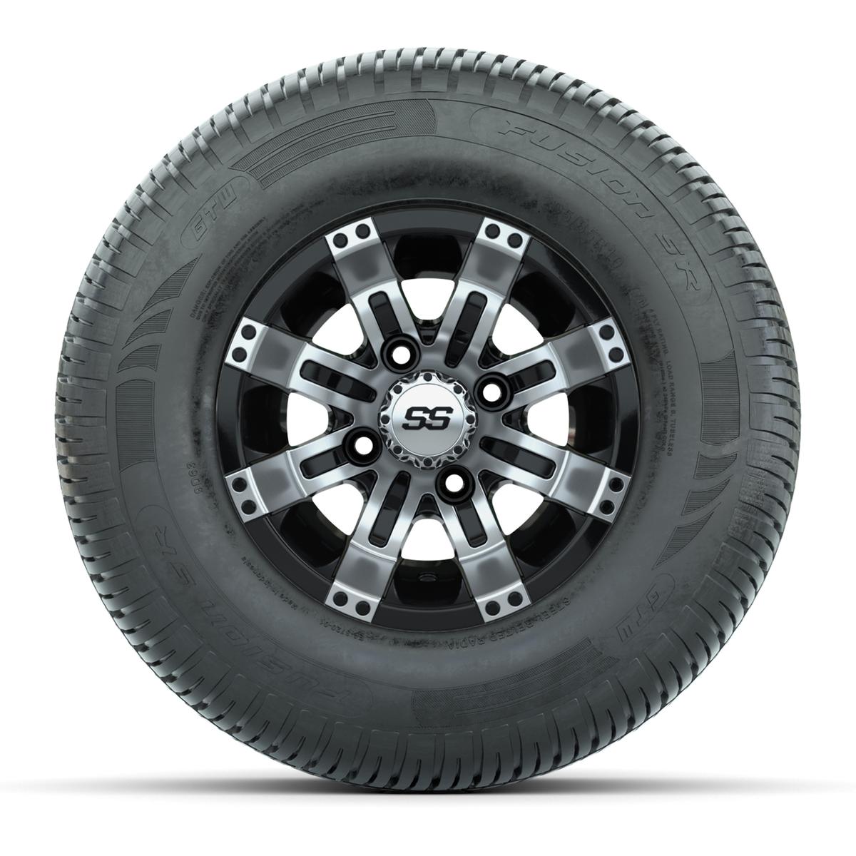 GTW Tempest Black and Machined 10 in Wheels with 20in Fusion Street Tires – Set of 4