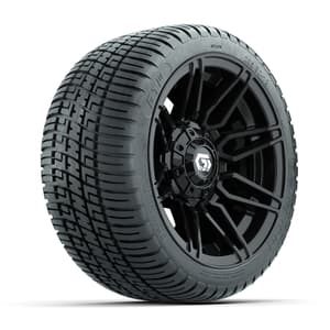 GTW&reg; Stealth Gloss Black 12 in Wheels with 205/30-12 Fusion Street Tires – Full Set