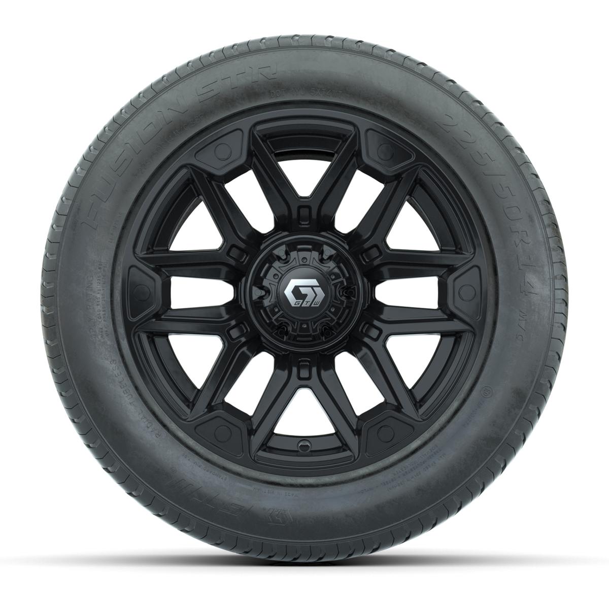 GTW&reg; Graffiti Gloss Black 14 in Wheels with 255/50-R14 Fusion STR DOT Approved Street Tires - Full Set