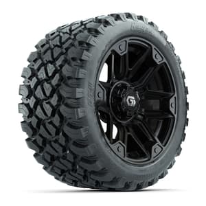 GTW&reg; Graffiti Gloss Black 14 in Wheels with 23X10-R14 Nomad Steel Belt Radial All-Terrain Tires – Full Set