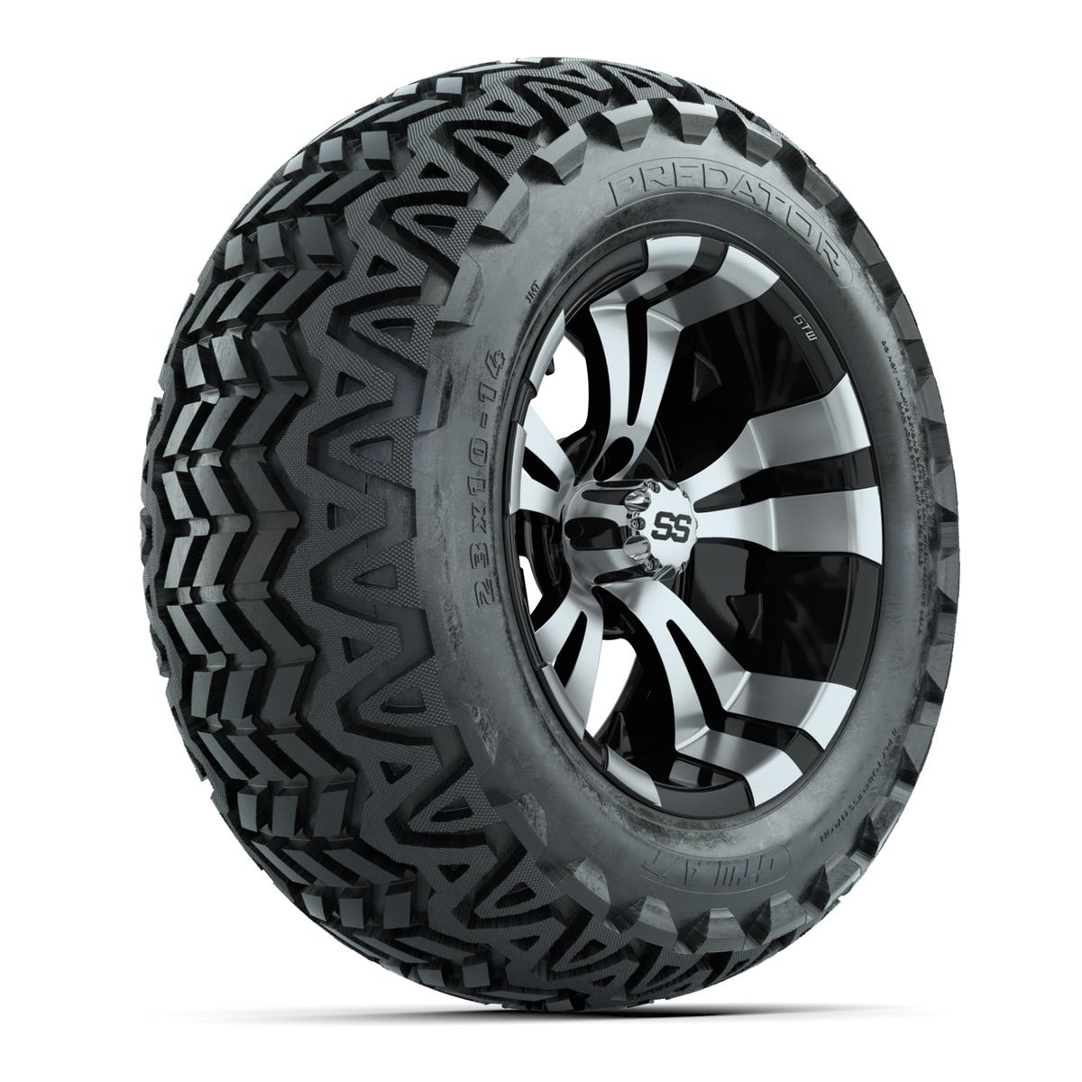 GTW Vampire Black and Machined Wheels with 23in Predator A-T Tires - 14 Inch