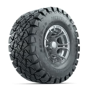 GTW Spyder Silver Brush 10 in Wheels with 22x10-10 Timberwolf All Terrain Tires – Full Set