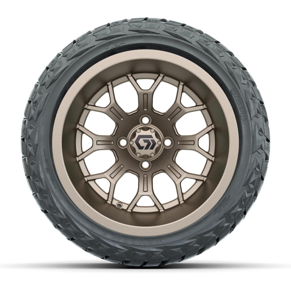 GTW&reg; Assault Matte Bronze 14 in Wheels with 23X10-R14 Maverick Steel Belted Radial All-Terrain Tires - Full Set