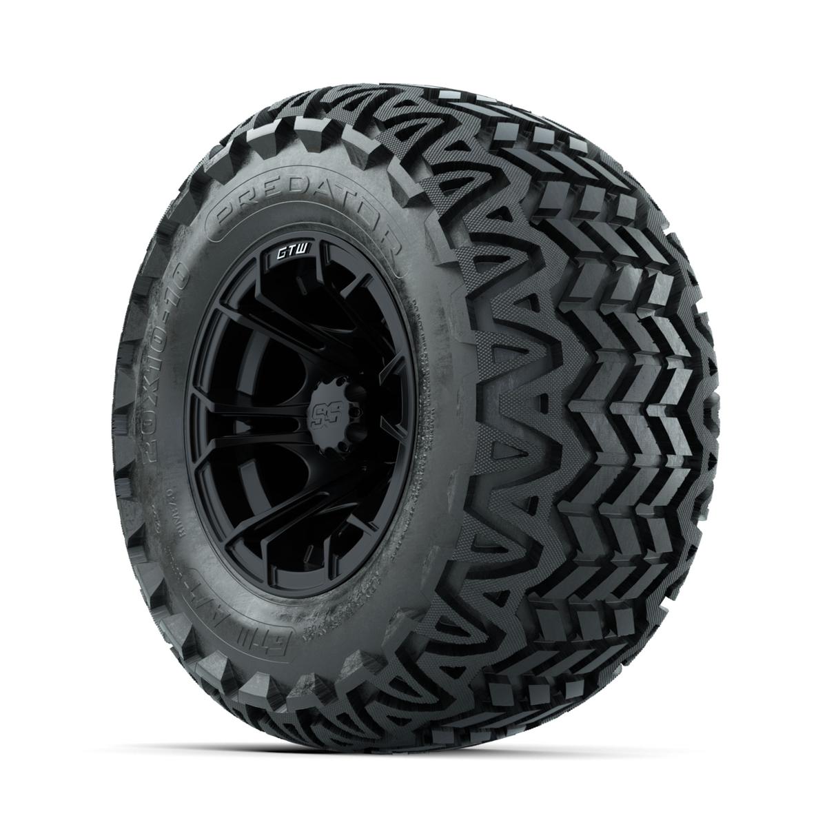 GTW Spyder Matte Black 10 in Wheels with 20x10-10 Predator All Terrain Tires – Full Set