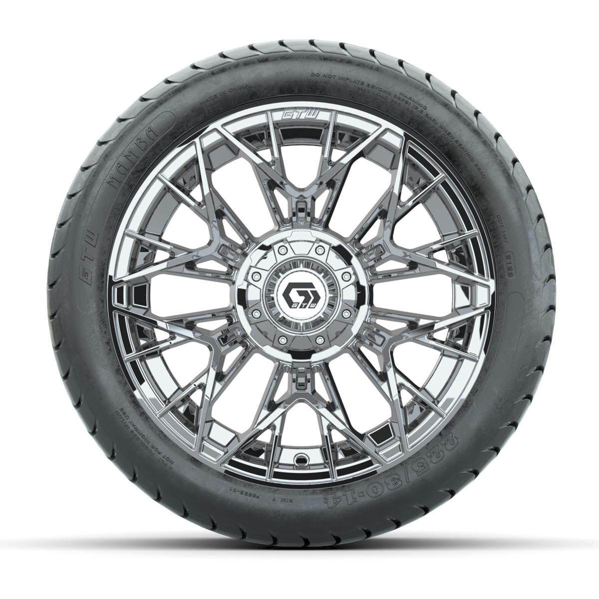 Set of (4) 14 in GTW® Stellar Chrome Wheels with 225/30-14 Mamba Street Tire