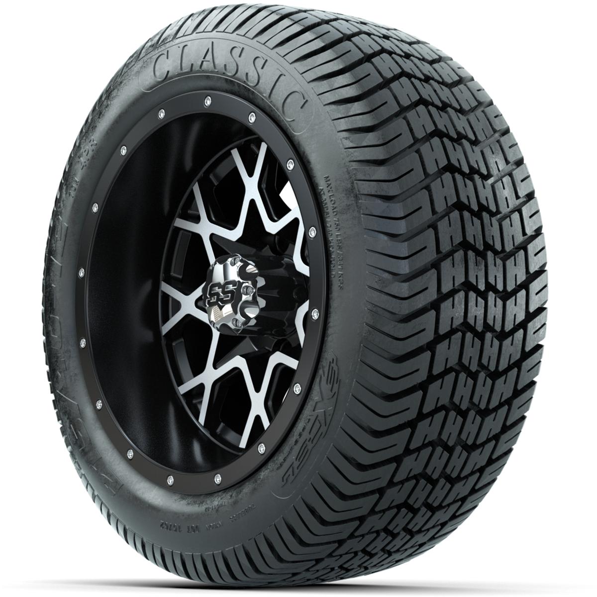 Set of (4) 12 in GTW Vortex Wheels with 215/40-12 Excel Classic Street Tires