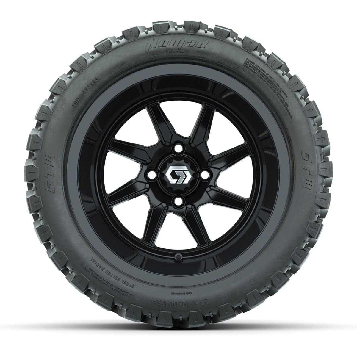 GTW&reg; Reaper Gloss Black 14 in Wheels with 23X10-R14 Nomad Steel Belt Radial All-Terrain Tires - Full Set