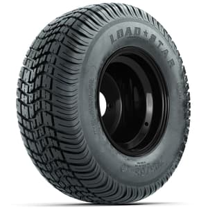 Set of (4) 10 in Matte Black Steel Offset Wheels with 205/65-10 Kenda Load Star Street Tires