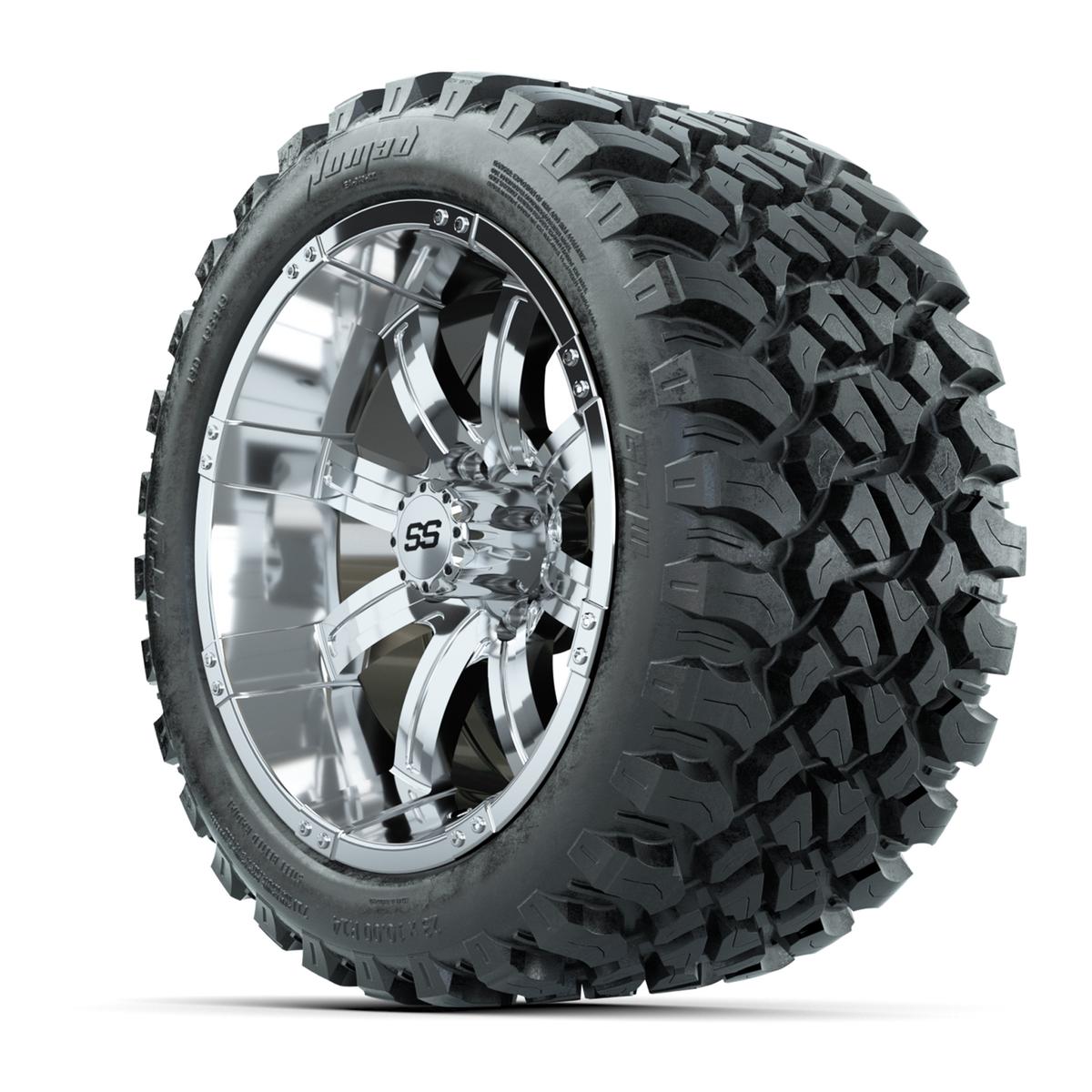 GTW&reg; Tempest Chrome 14 in Wheels with 23X10-R14 Nomad Steel Belt Radial All-Terrain Tires – Full Set