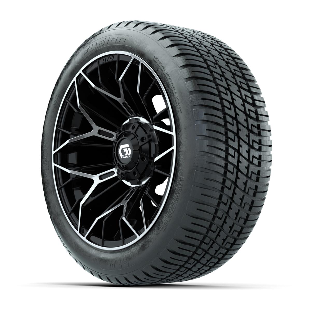 GTW&reg; Stellar Black/Machined 14 in Wheels with 205/30-R14 Fusion Street Tires – Full Set