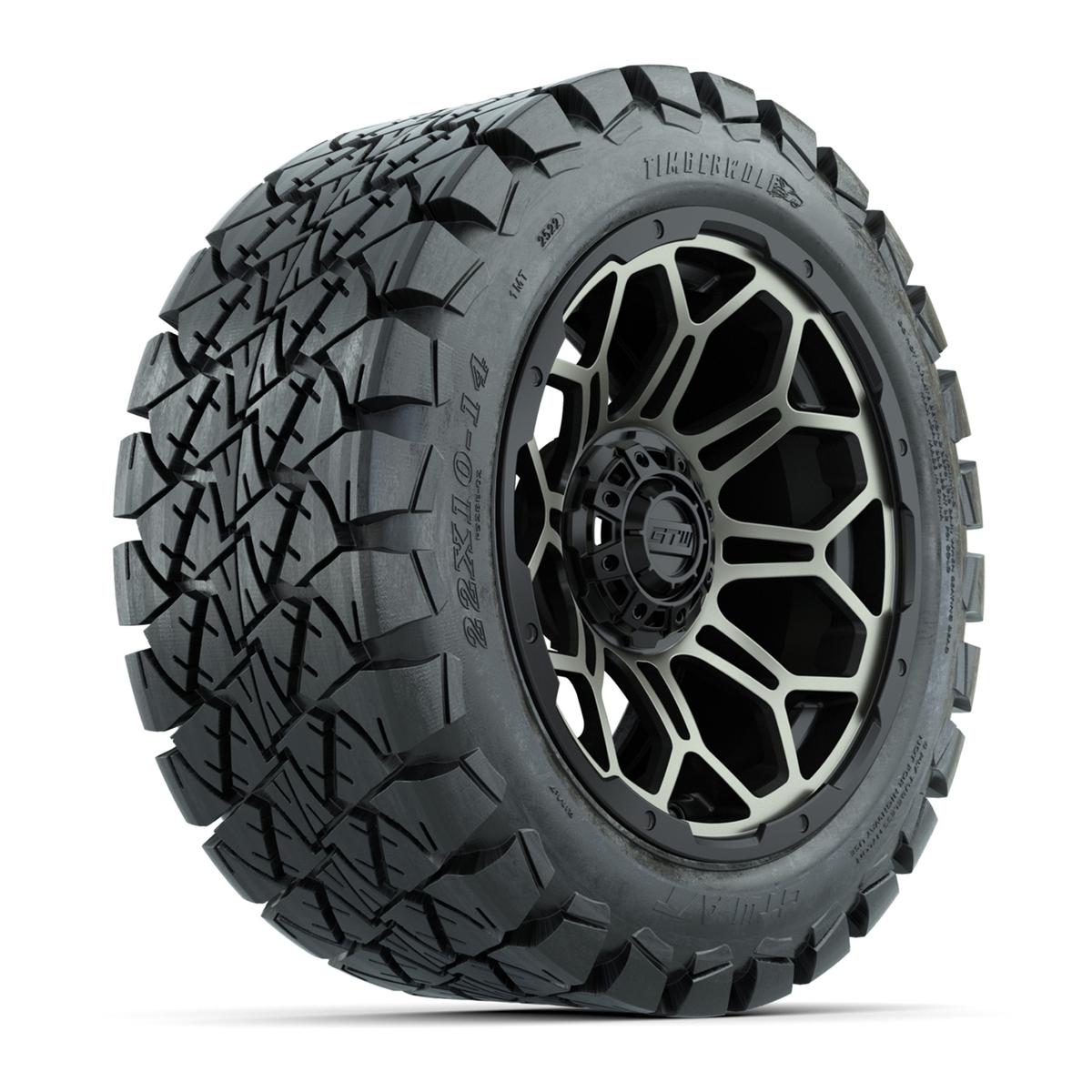 Set of (4) 14 in GTW Bravo Wheels with 22x10-14 GTW Timberwolf All-Terrain Tires