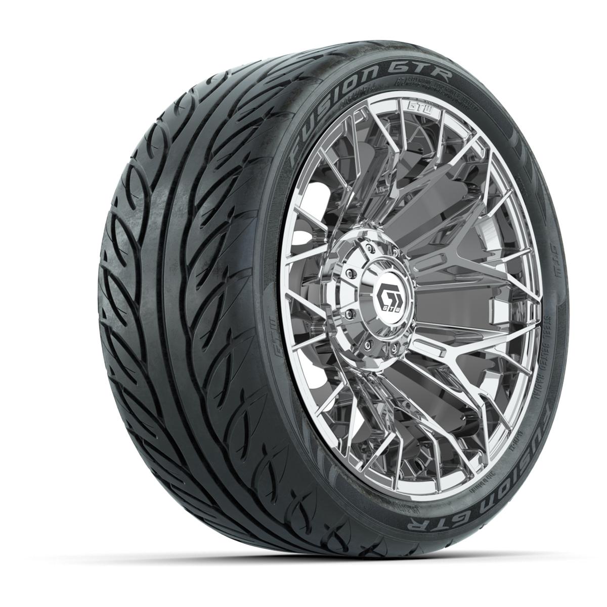 Set of (4) 14 in GTW® Stellar Chrome Wheels with 205/40-R14 Fusion GTR Street Tires