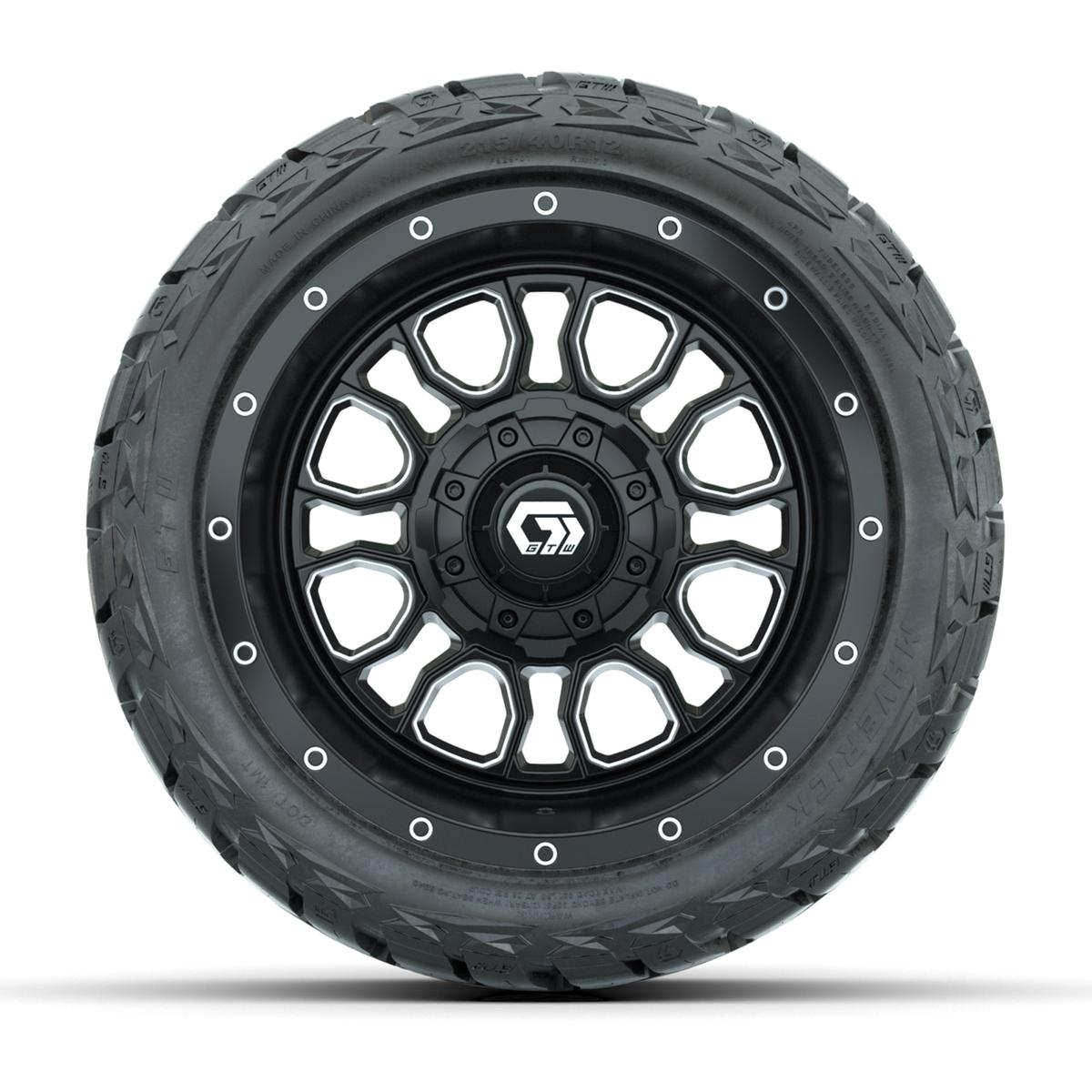 GTW Volt Black/Machined 12 in Wheels with 215/40-R12 Maverick Low-Profile All-Terrain Tires – Full Set