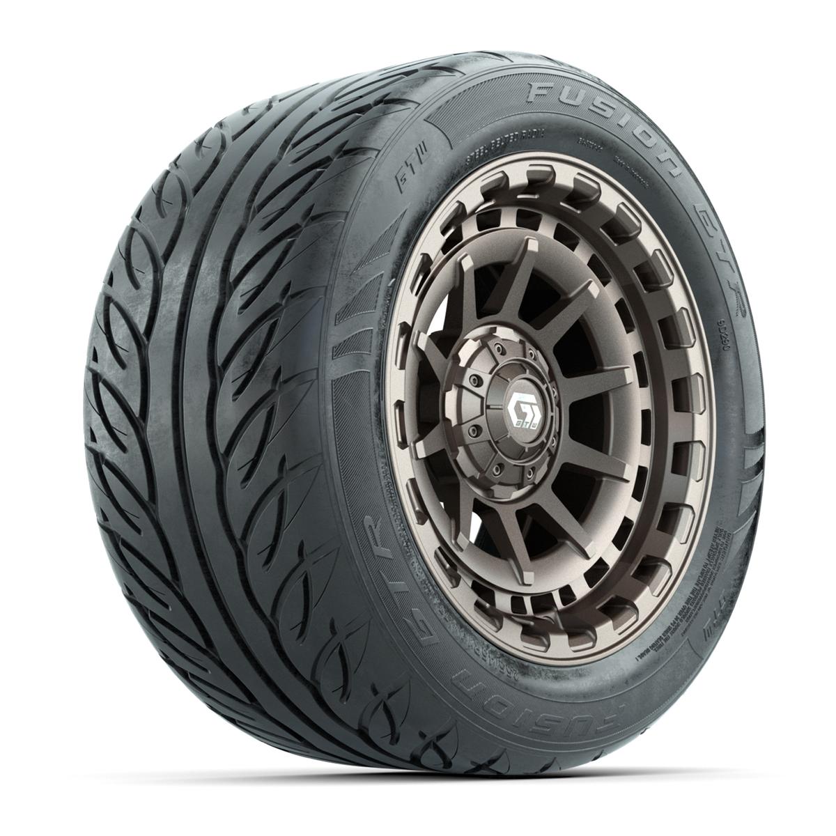 GTW&reg; Barricade Bronze 14 in Wheels with 255/45-R14 Fusion GTR Steel Belt Radial Street Tires – Full Set
