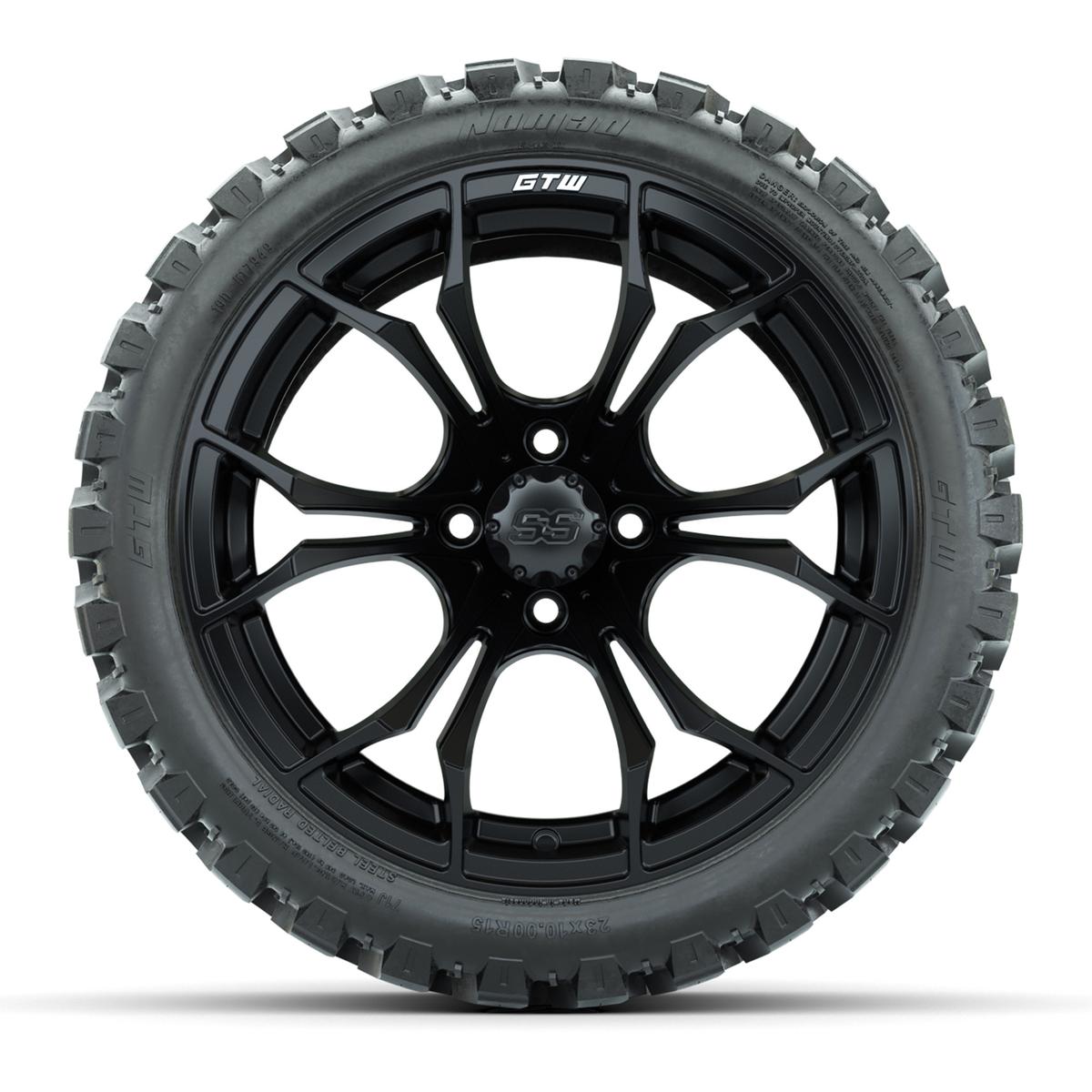 GTW Spyder Matte Black 15 in Wheels with 23x10-R15 Nomad All-Terrain Tires – Full Set