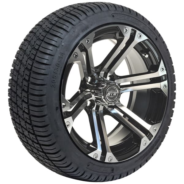 Set of (4) 14" GTW&reg; Machined/Black Specter Wheels On Lo-Pro Tires