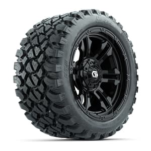 GTW&reg; Shogun Gloss Black 14 in Wheels with 23X10-R14 Nomad Steel Belt Radial All-Terrain Tires – Full Set