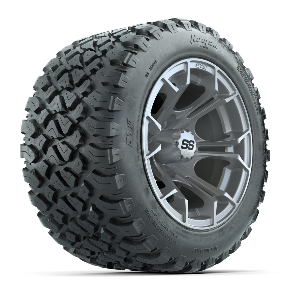 GTW&reg; Spyder Silver Brush 12 in Wheels with 20X10-12 Nomad Steel Belt Radial All-Terrain Tires – Full Set