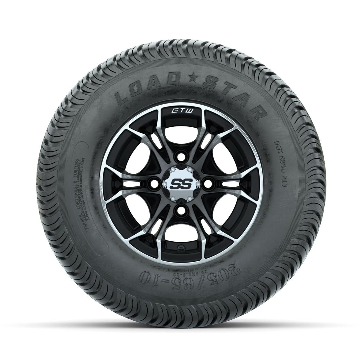 GTW Spyder Machined/Black 10 in Wheels with 205/65-10 Kenda Load Star Street Tires – Full Set