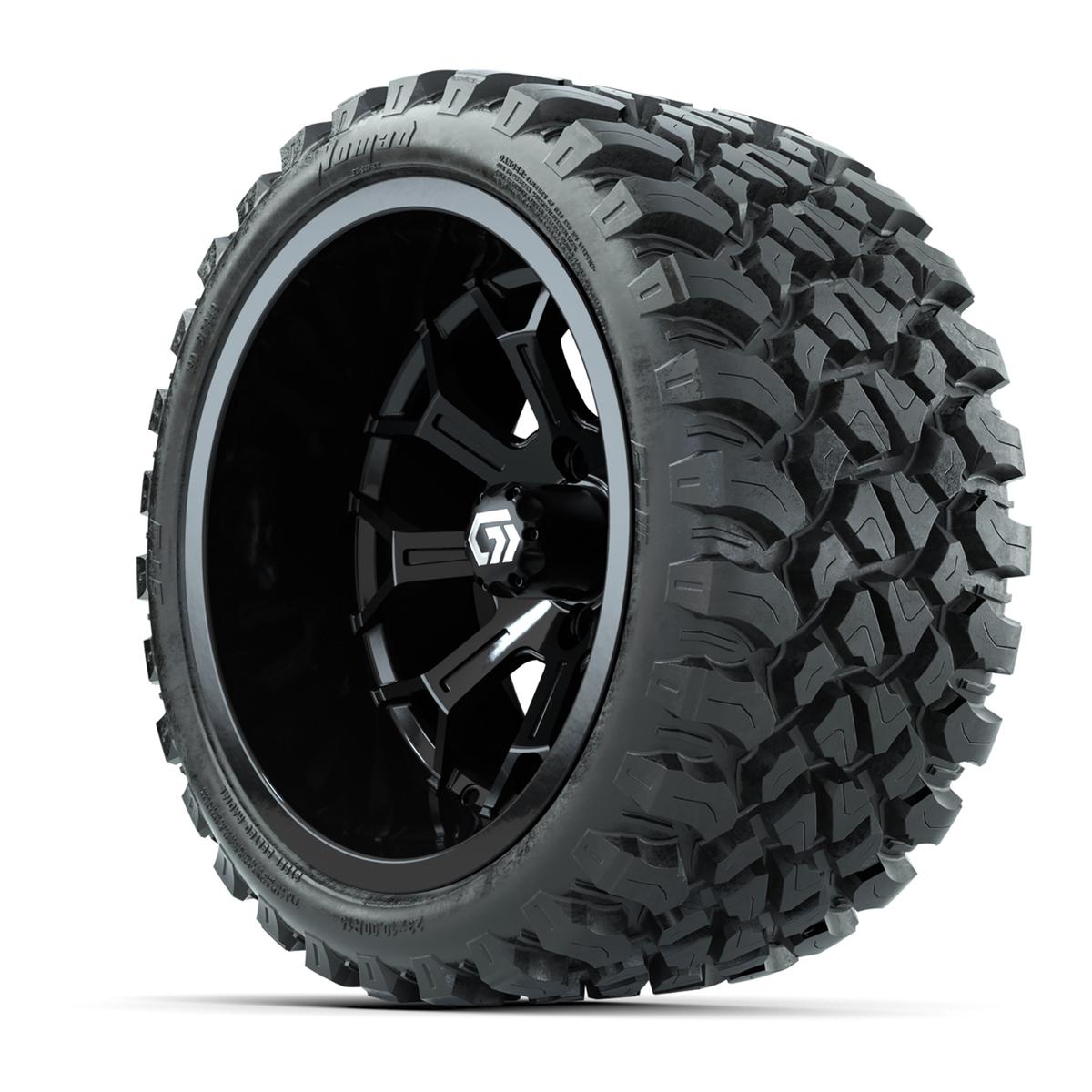 GTW&reg; Assault Gloss Black 15 in Wheels with 23X10-R15 Nomad Steel Belted Radial All-Terrain Tires - Full Set