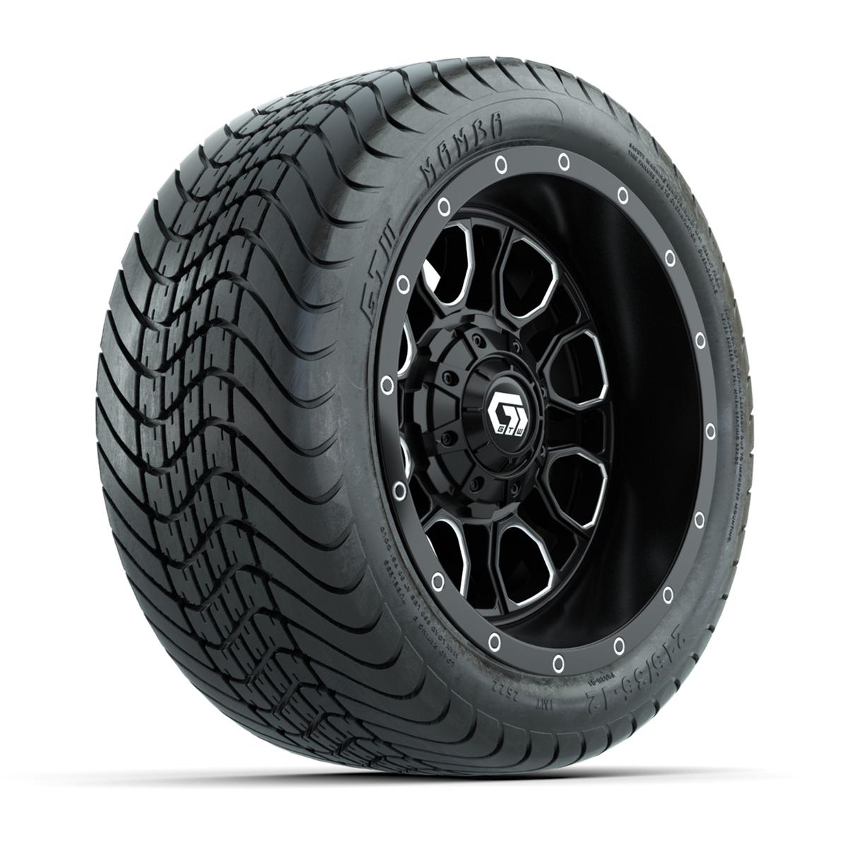 Set of (4) 12 in GTW® Volt Machined & Black Wheels with 215/35-12 Mamba Street Tires
