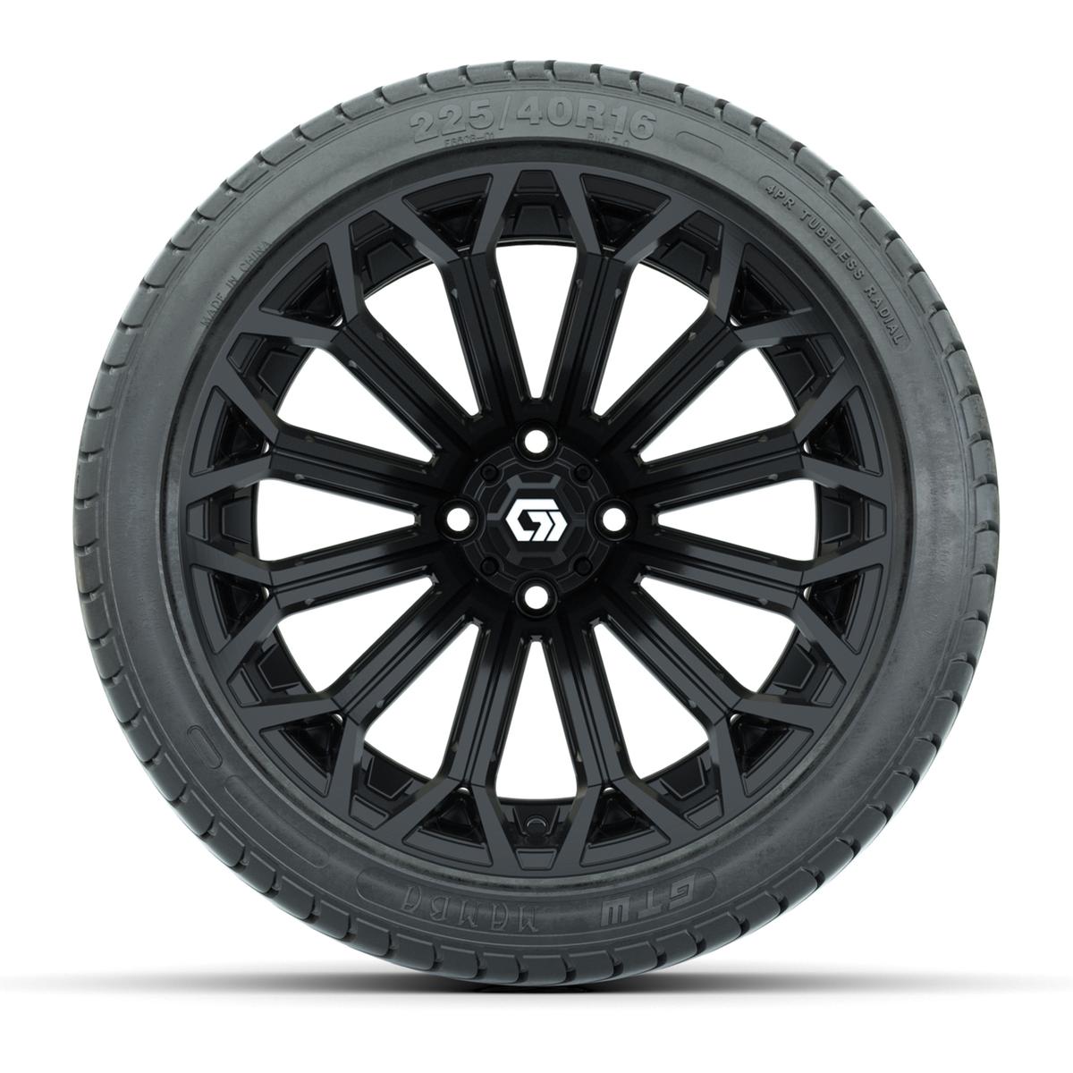 GTW&reg; Phantom Gloss Black 16 in Wheels with 225/40-R16 Mamba Street Tires - Full Set