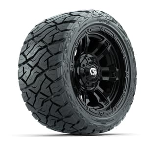 GTW Shogun Gloss Black 12 in Wheels with 215/40-R12 Maverick Low-Profile All-Terrain Tires – Full Set