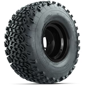 Set of (4) 10 in Black Steel Offset Wheels with 22x11-10 Duro Desert All Terrain Tires