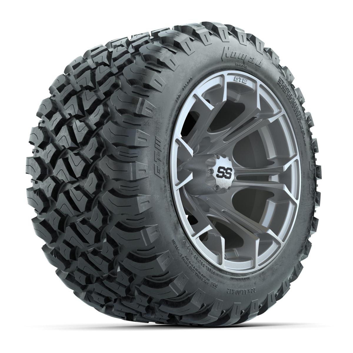 GTW&reg; Spyder Silver Brush 12 in Wheels with 22X11-R12 Nomad Steel Belt Radial All-Terrain Tires – Full Set