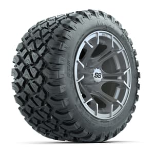 GTW&reg; Spyder Silver Brush 12 in Wheels with 22X11-R12 Nomad Steel Belt Radial All-Terrain Tires – Full Set
