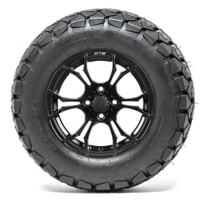 GTW Spyder Black and Machined Wheels with 22in Timberwolf Mud Tires - 12 Inch