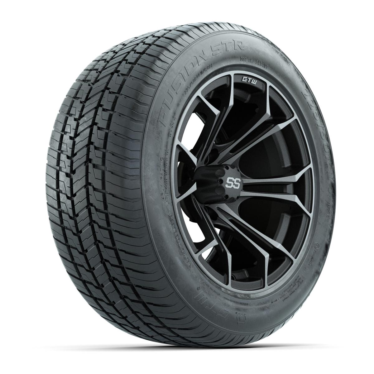 GTW&reg; Spyder Matte Gray 14 in Wheels with 255/50-R14 Fusion STR DOT Approved Street Tires - Full Set