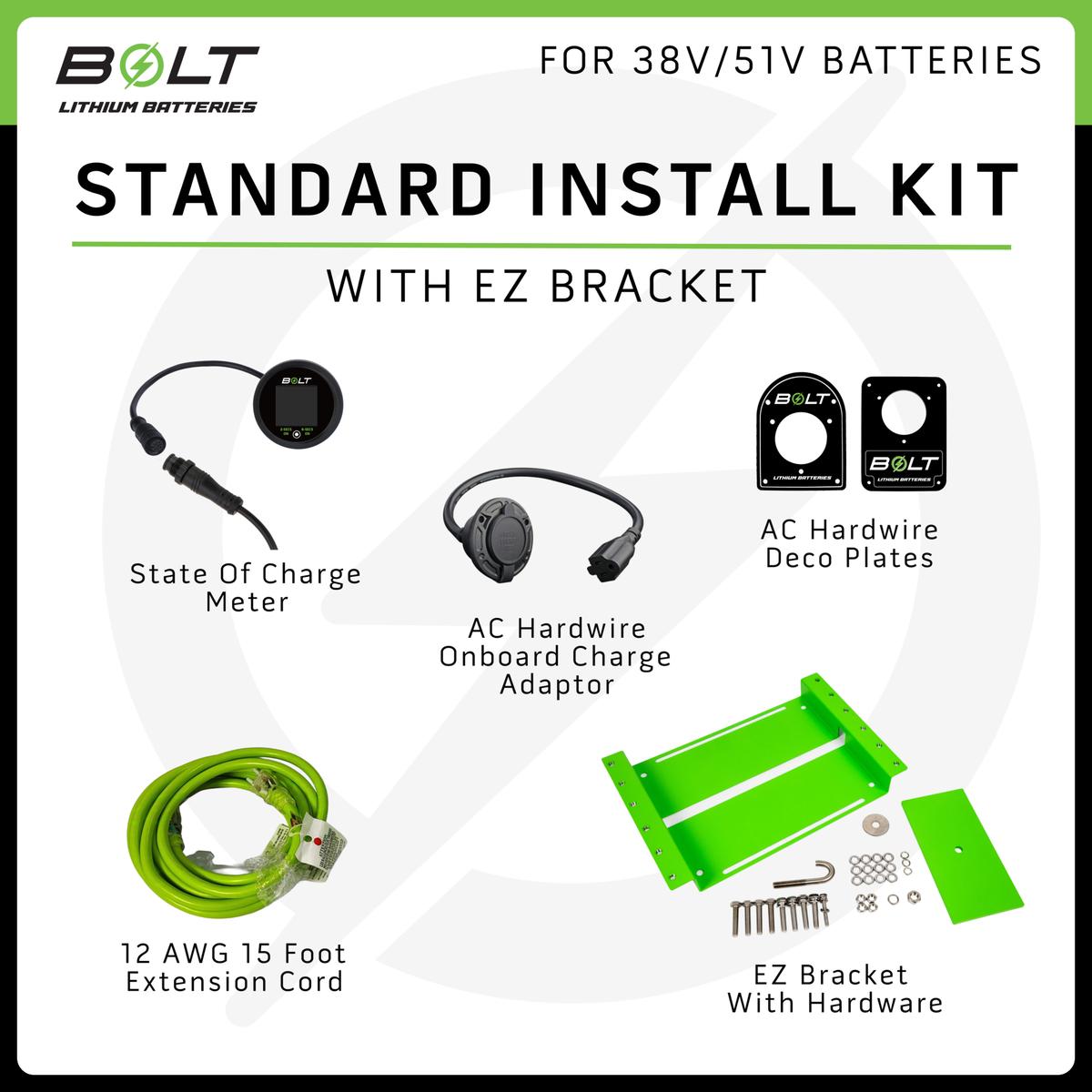 Bolt Energy Club Car 51V 60AH Heated Standard Battery FactorySync Kit with EZ Bracket