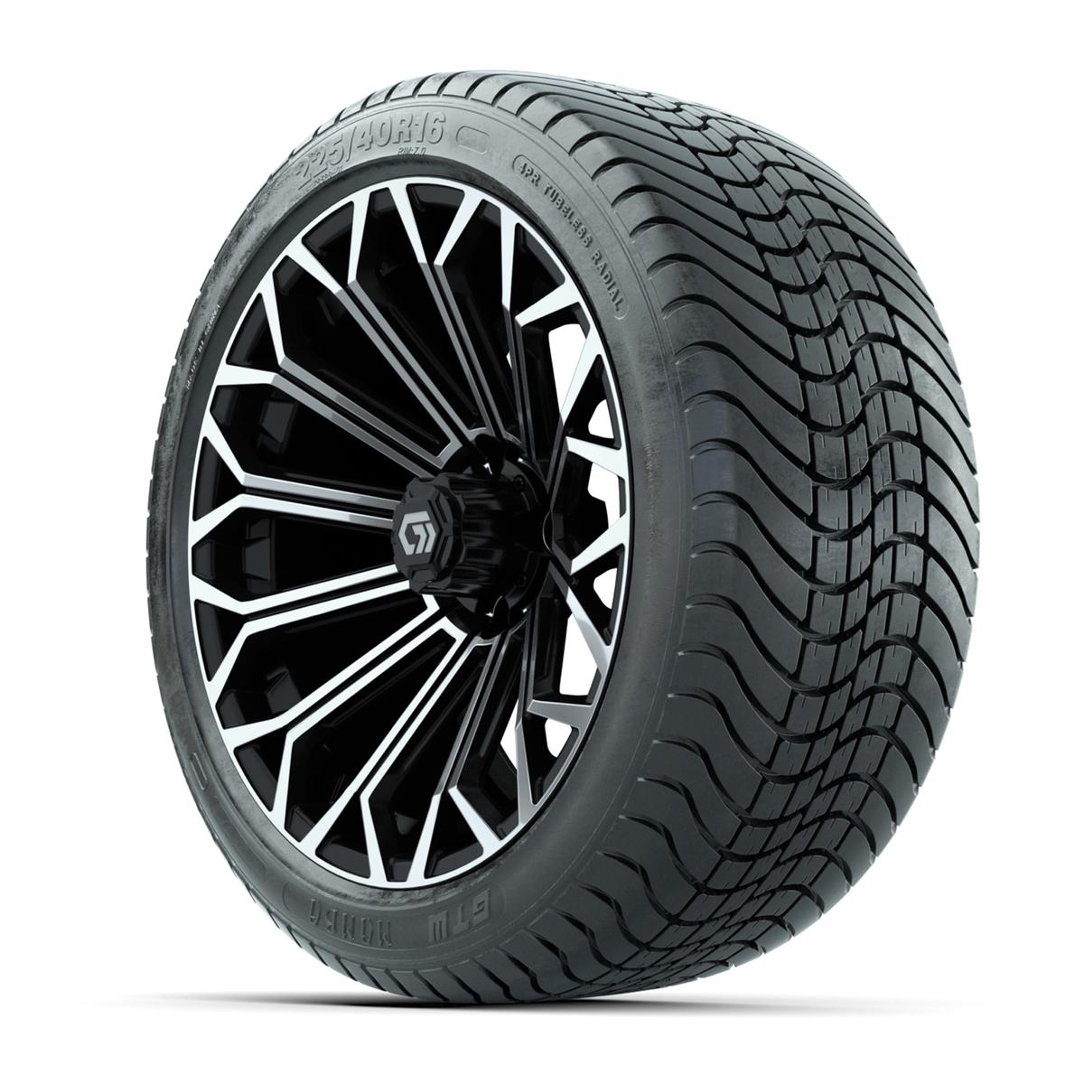 GTW&reg; Phantom Black/Machined 16 in Wheels with 225/40-R16 Mamba Street Tires - Full Set