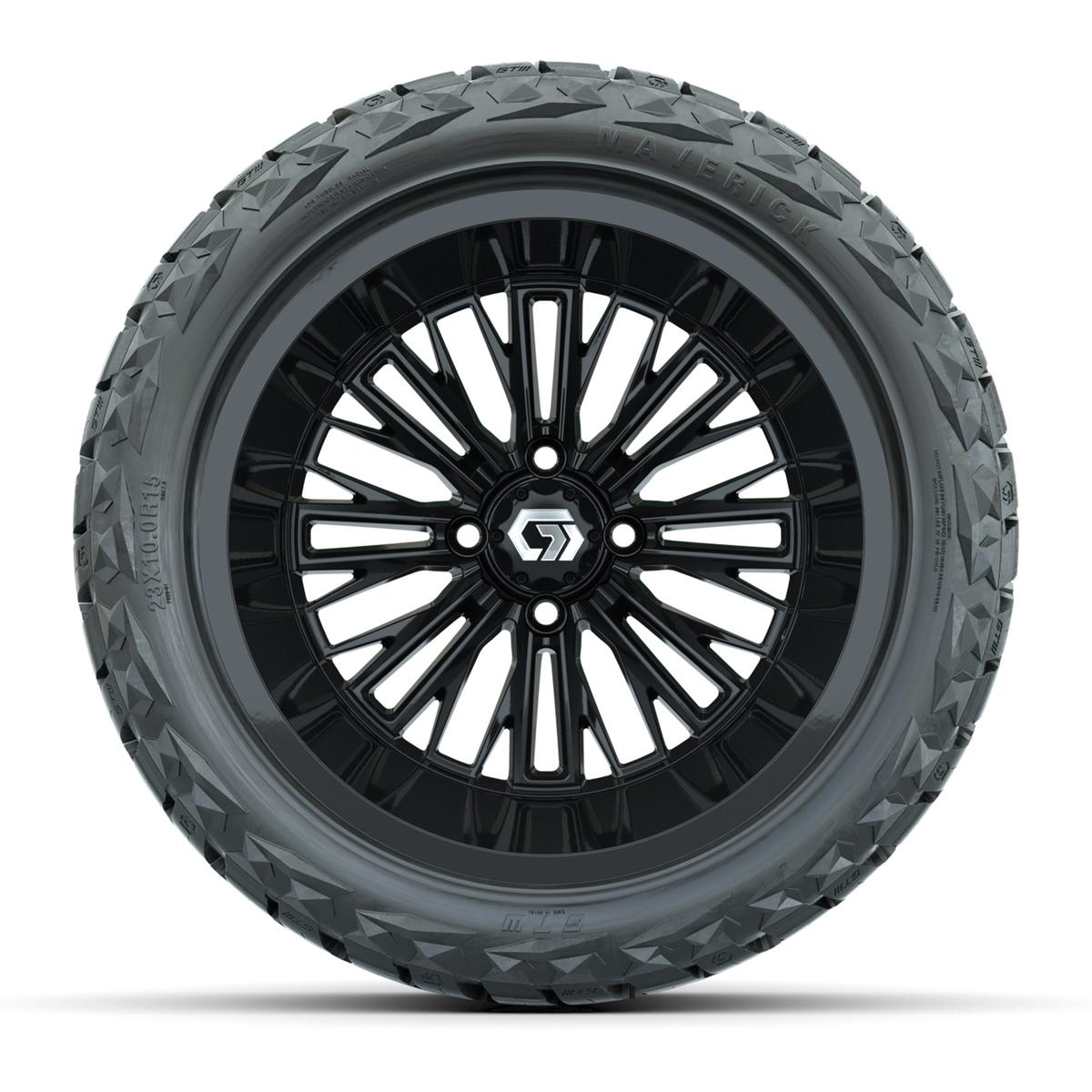 GTW&reg; Viper Gloss Black 15 in Wheels with 23X10-R15 Maverick Steel Belted Radial All-Terrain Tires - Full Set