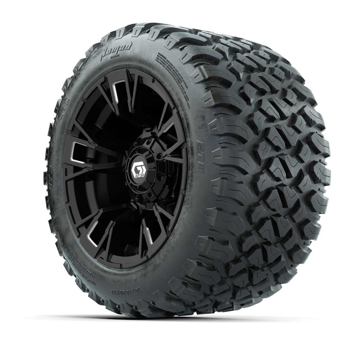 GTW&reg; Vandal Matte Black/Machined 12 in Wheels with 20X10-12 Nomad Steel Belt Radial All-Terrain Tires – Full Set