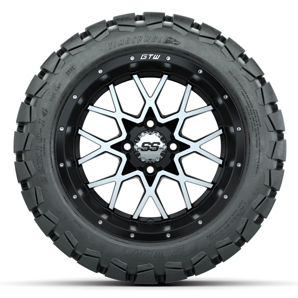 Set of (4) 14 in GTW Vortex Wheels with 22x10-14 GTW Timberwolf All-Terrain Tires