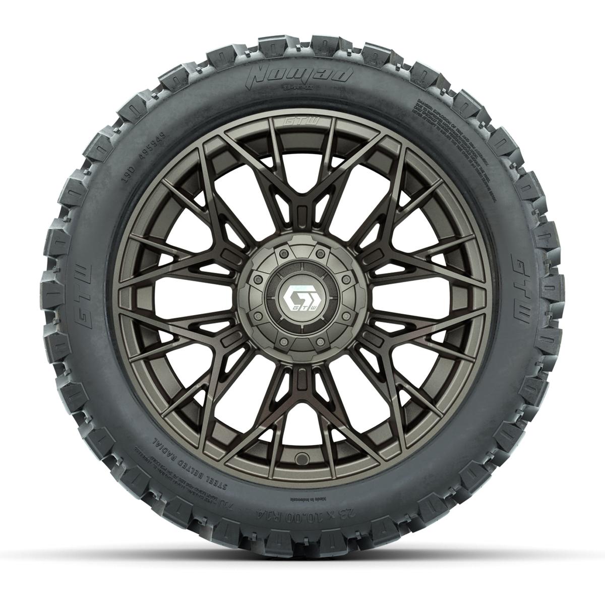 Set of (4) 14 in GTW® Stellar Matte Bronze Wheels with 23x10-R14 Nomad All-Terrain Tires