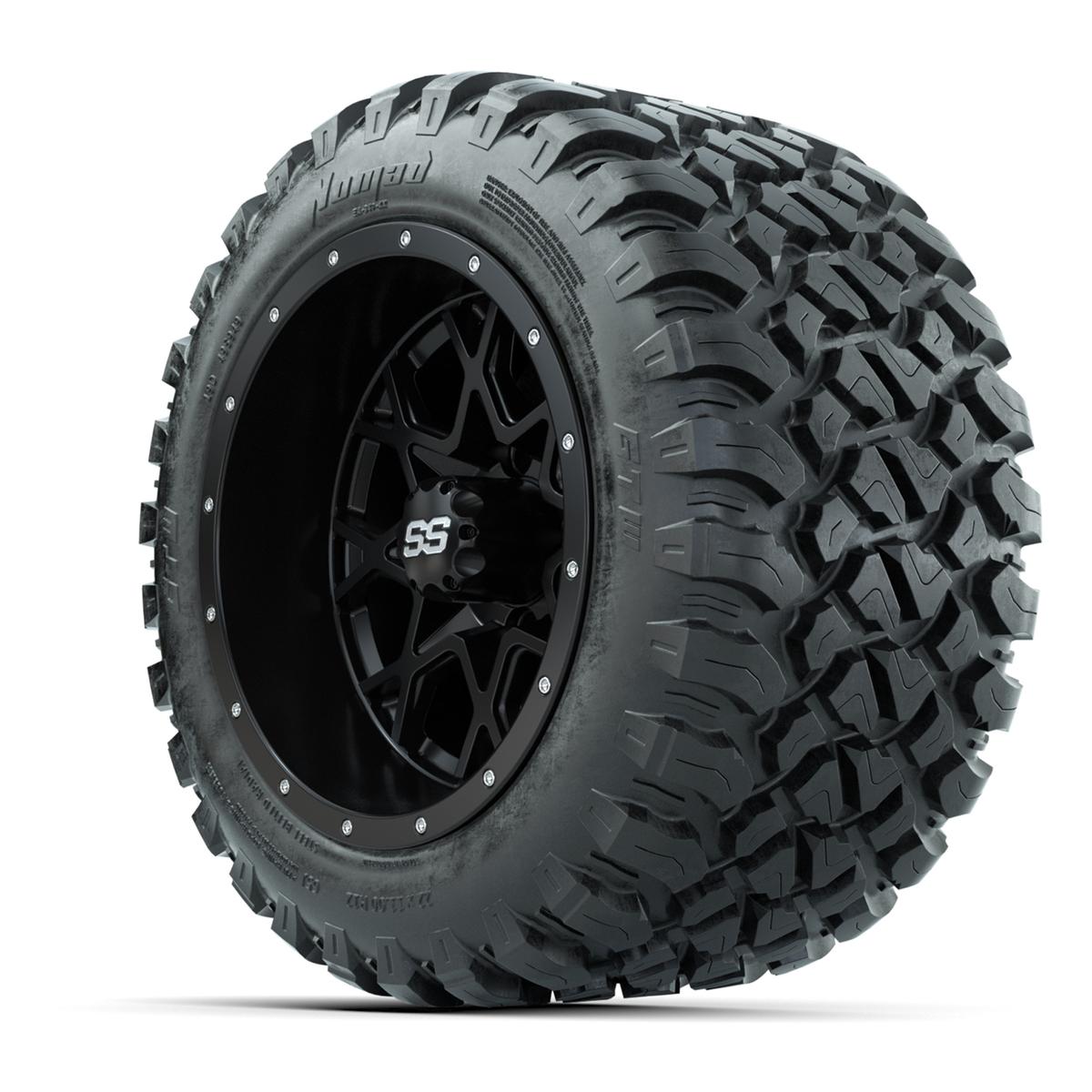 GTW&reg; Vortex 2 Matte Black 12 in Wheels with 22X11-R12 Nomad Steel Belt Radial All-Terrain Tires – Full Set