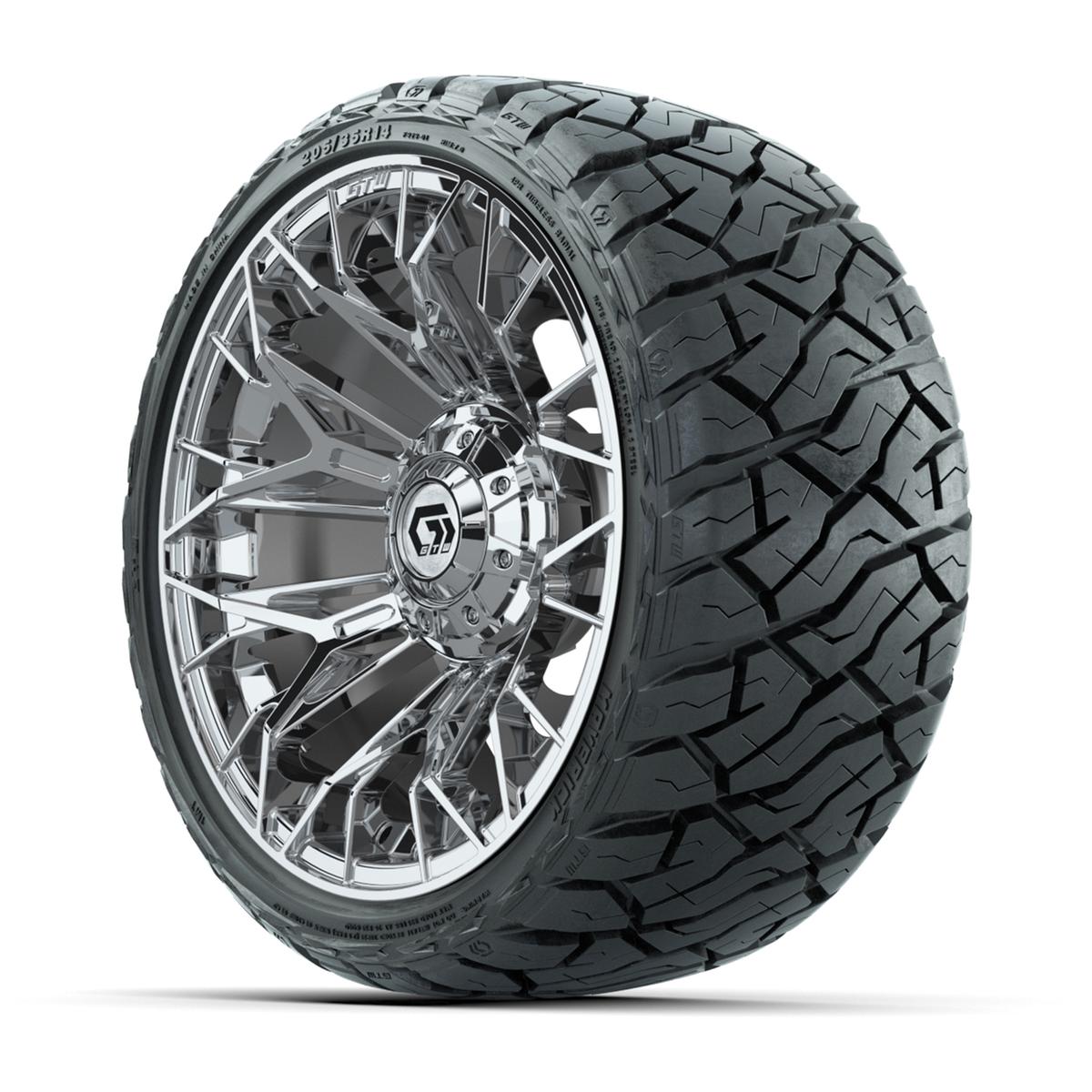 GTW Stellar Chrome 14 in Wheels with 205/35-R14 Maverick Low-Profile All-Terrain Tires – Full Set