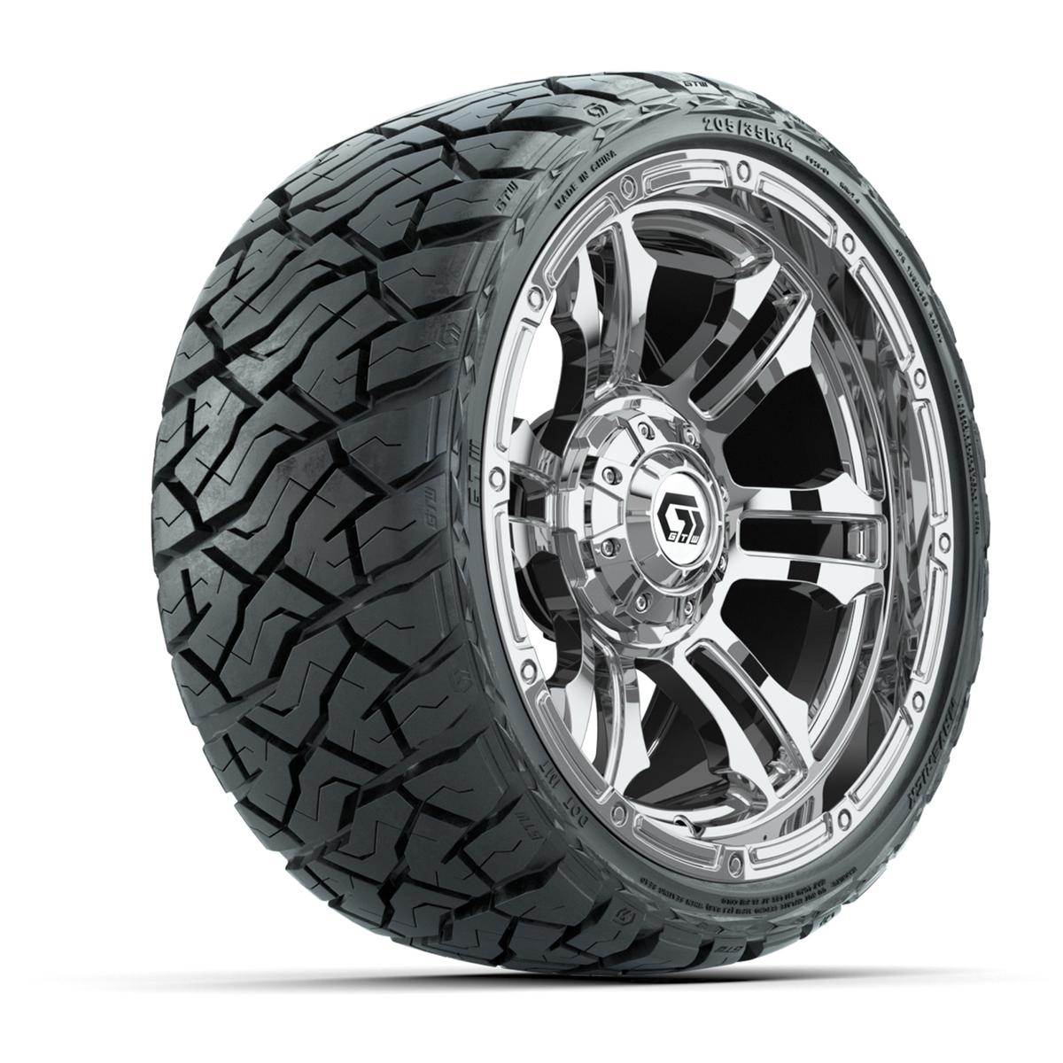 GTW Shogun Chrome 14 in Wheels with 205/35-R14 Maverick Low-Profile All-Terrain Tires – Full Set