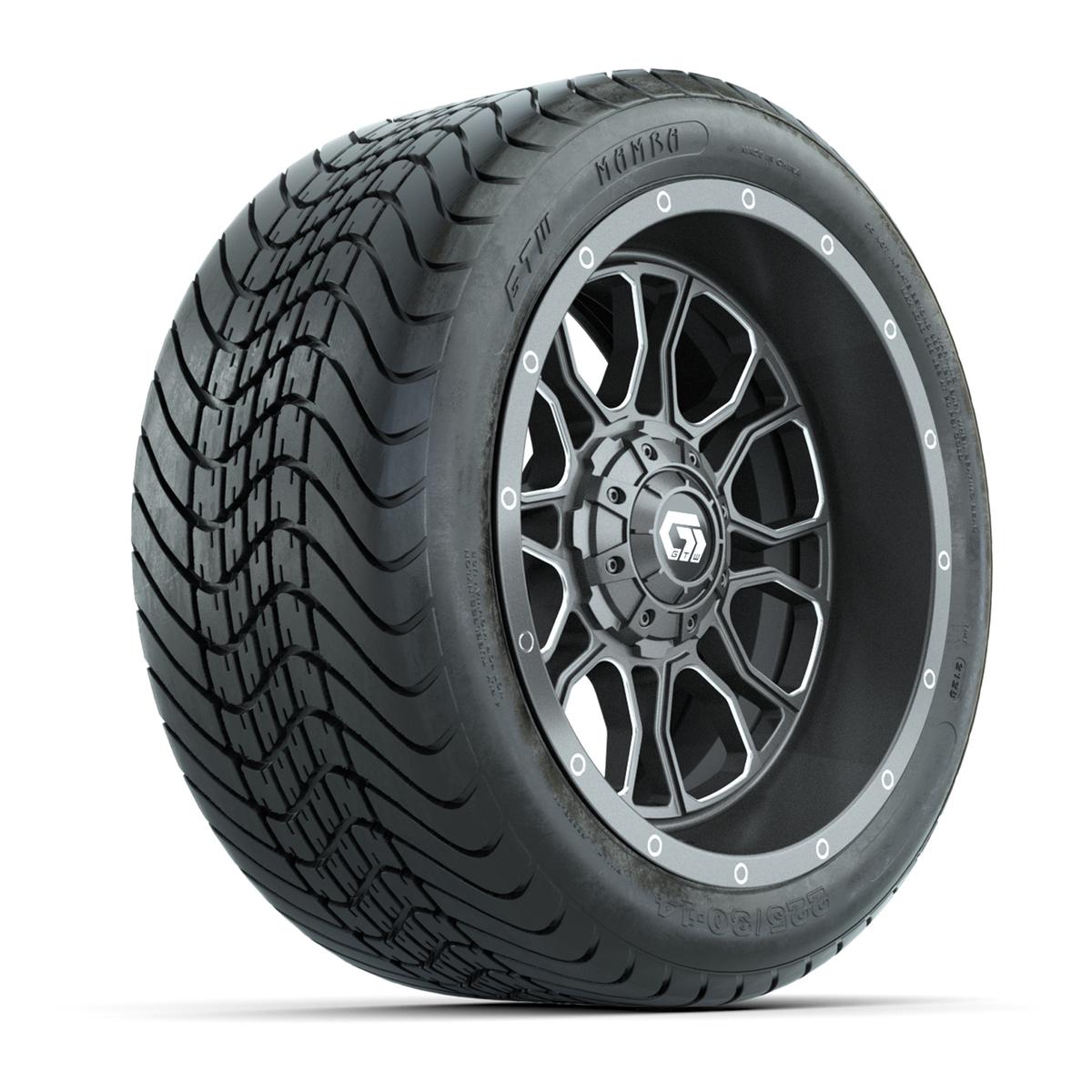 GTW Volt Gunmetal/Machined 14 in Wheels with 225/30-14 Mamba Street Tire – Full Set